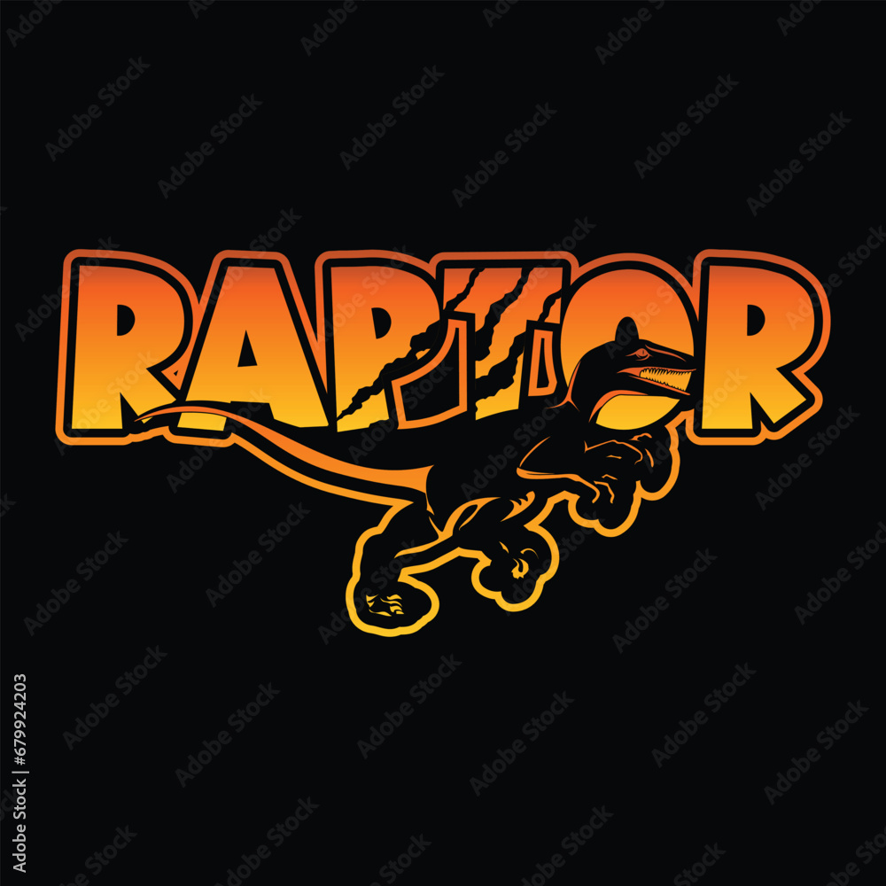 Raptor Dinosaur Silhouette Logotype for T Shirt Print