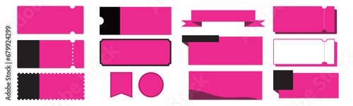 セールに使えるピンクと黒のシンプルなクーポンベクターデザイン素材セット（枠のみ）