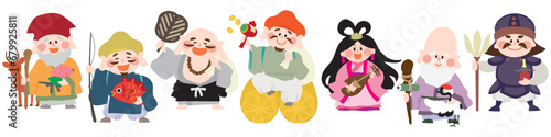 かわいい七福神のベクターイラスト