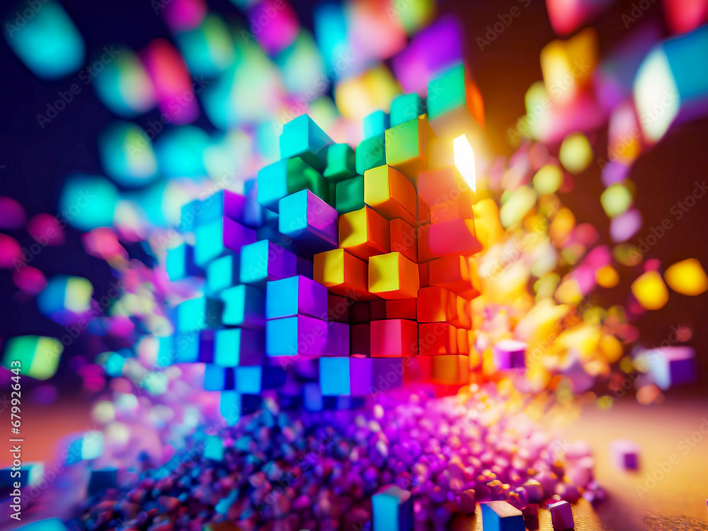 分解された立方体と光の効果 Stock-Illustration | Adobe Stock