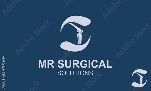 Surgical Solutions Logo Design Template. knee joint bone logo vector illustration design. Leg Bones Logo. Bones Logo,	
