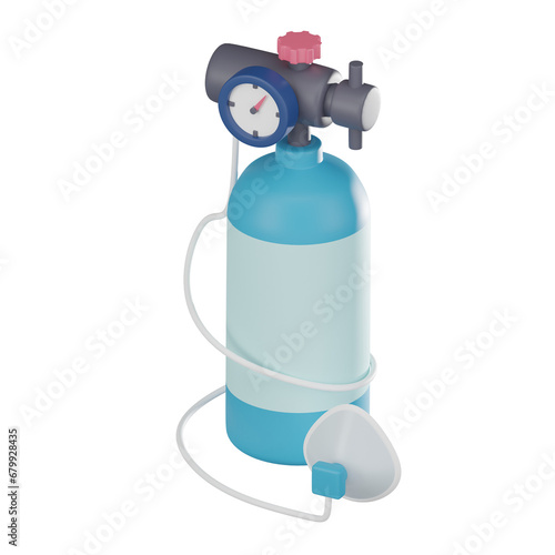Medical Oxygen Tank 3D Icon for Medical and Healthcare Projects. 3D render