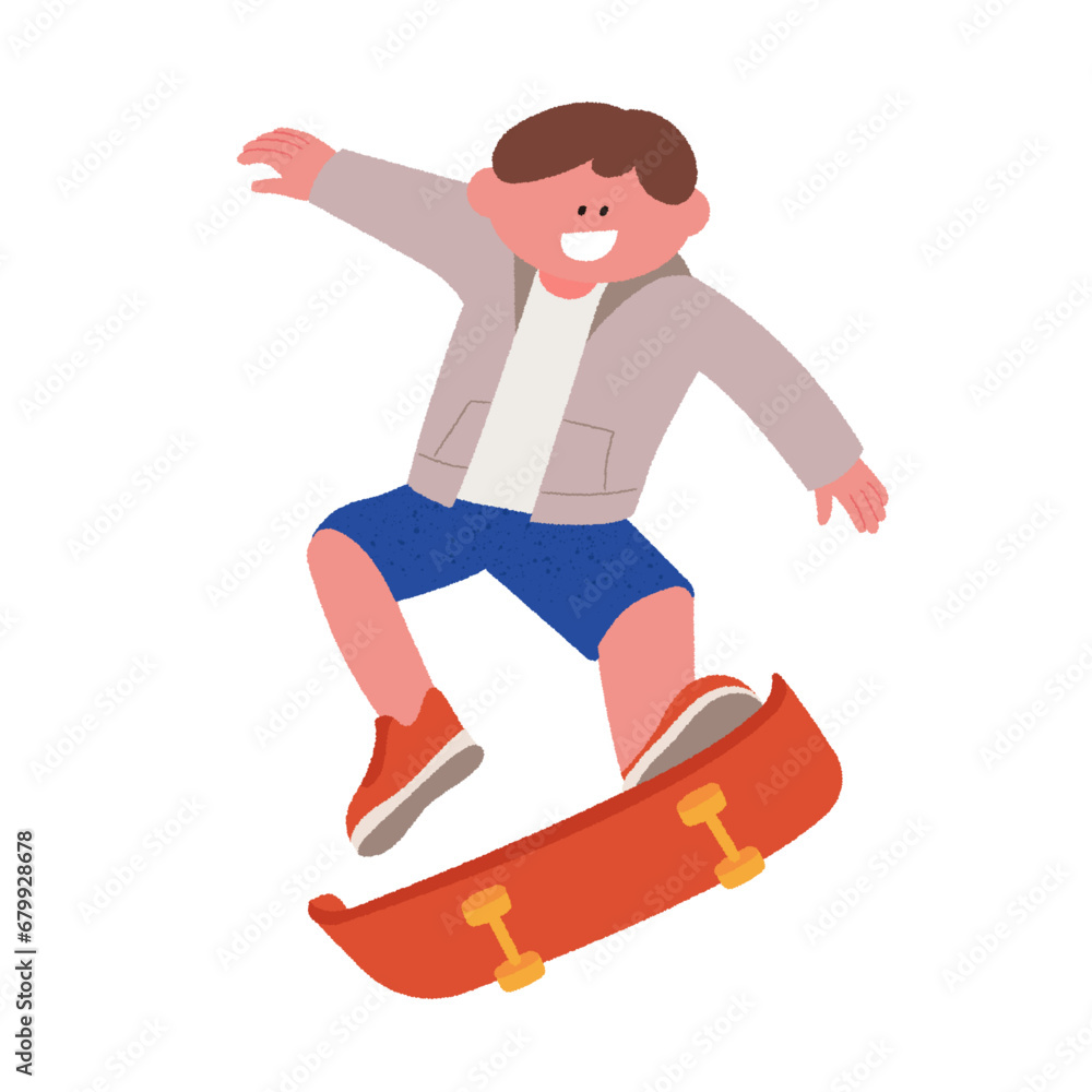 child jumping on the skateboard