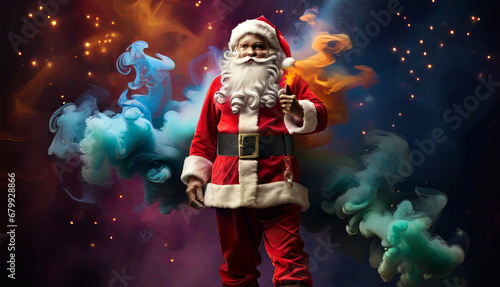Santa Claus amidst colored smoke © C.KEN.J