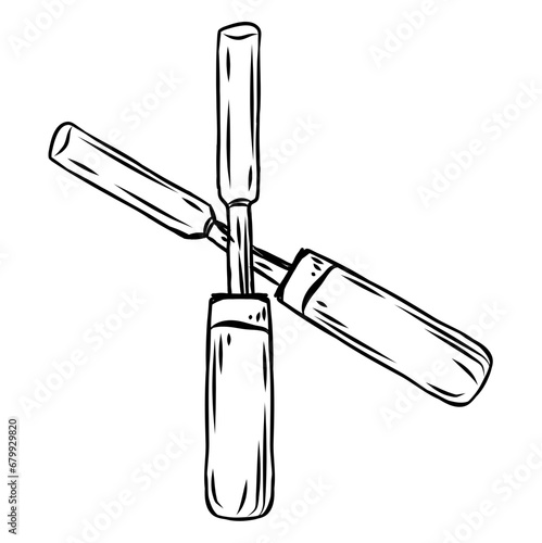 wood chisel crosses handdrawn