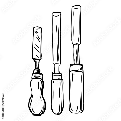 wood chisel handdrawn