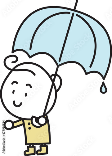 雨が上がったのを確かめる女の子