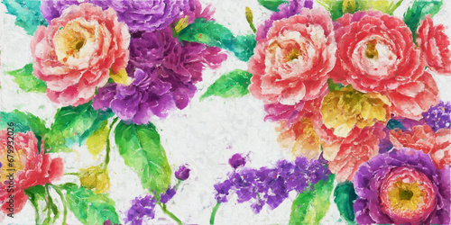 Beautiful elegant oil painting floral illustration © yang