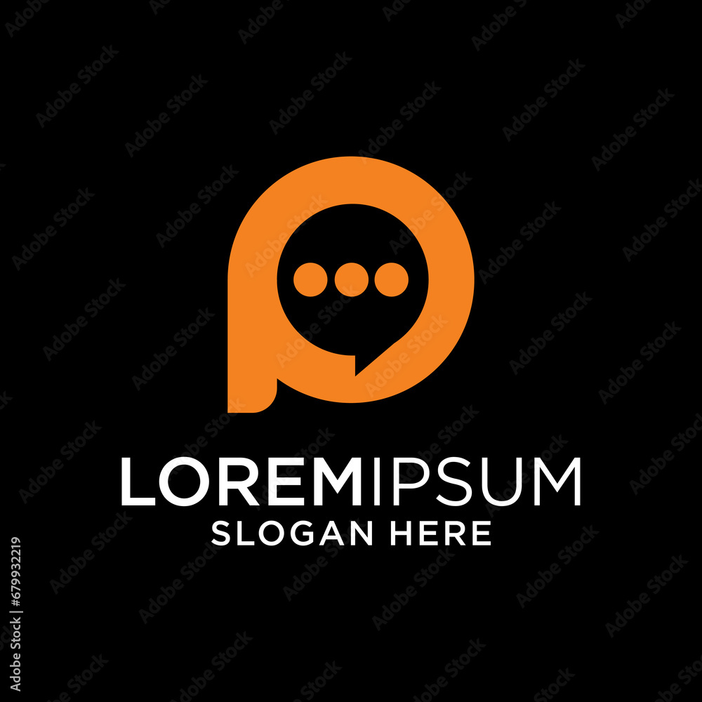 Logo design graphic concept creative abstract premium free vector stock simple and unique letter P font on chat symbol Logo design graphic concept creative abstract premium free vector stock simple and unique letter P font on chat symbol