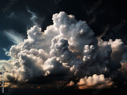Realistic photo of white clouds with a black background (ID: 679933479)