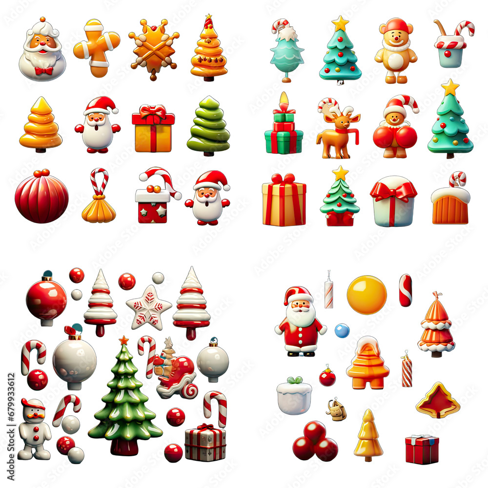 set of christmas sticker, xmas