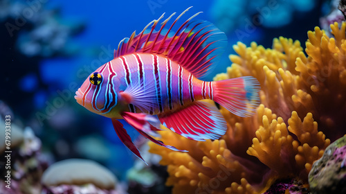 The tropical fish in the coral reef danced gracefully through the water, showcasing a stunning array of colors that rivalled even the most vibrant tropical flowers. photo