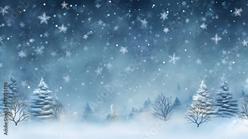 scenery of  christmast holiday with pine tree, snow background © saranya