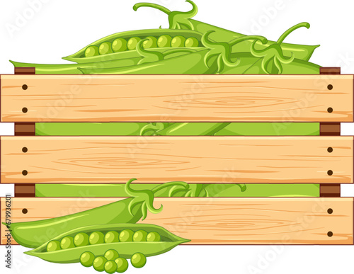 Isolated Wooden Crate Full of Fresh Snap Peas