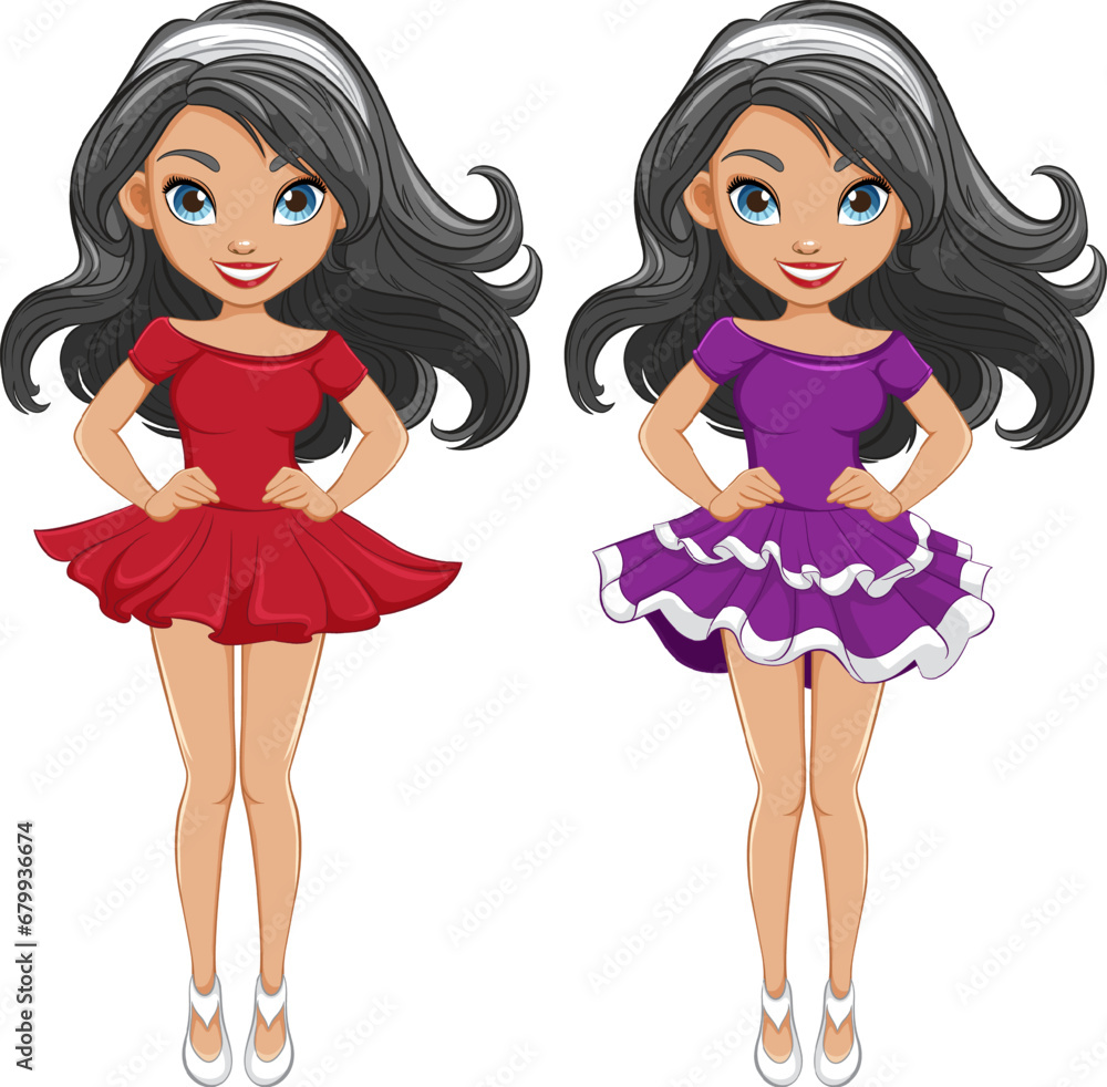 Beautiful Woman with Long Hair in Mini Dress Beautiful Woman with Long Hair in Mini Dress