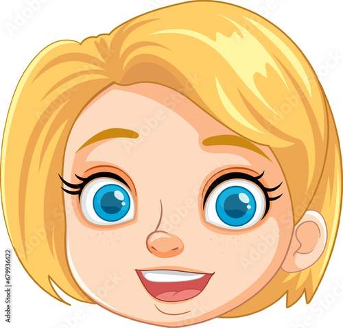 Happy Smiling Beautiful Girl with Short Blonde Hair