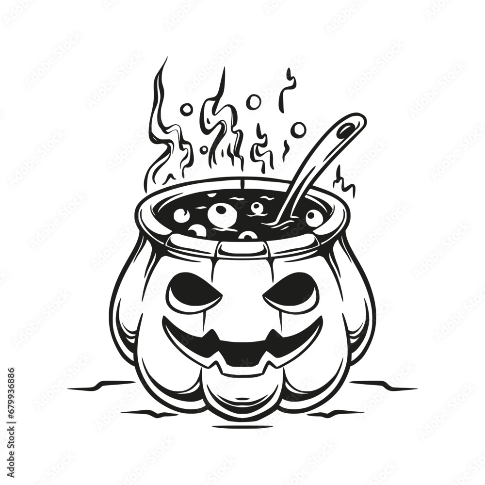 pumpkin halloween silhouette line art coloring design