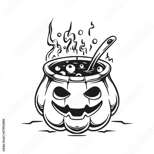 Obraz na płótnie pumpkin halloween silhouette line art coloring design w salonie
