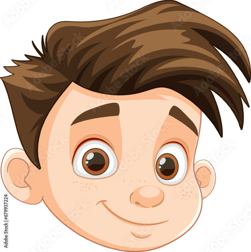 Smiling Handsome Boy with Brown Hair and Brown Eyes