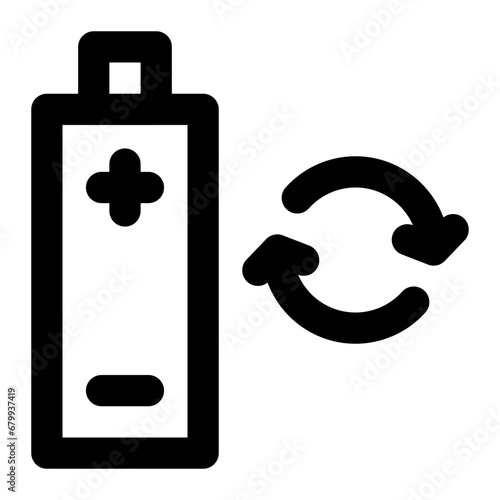Battery recycling icon with outline style. photo