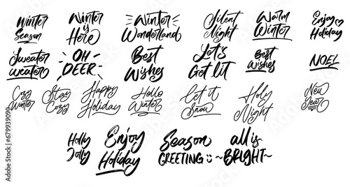 bundle winter quotes vector lettering. typography. Motivational quote. Calligraphy postcard poster graphic design lettering element. Hand written sign