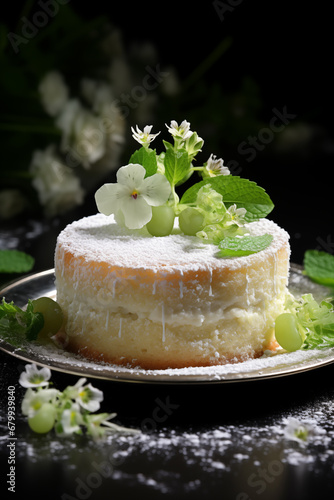 cake with cream and mint
