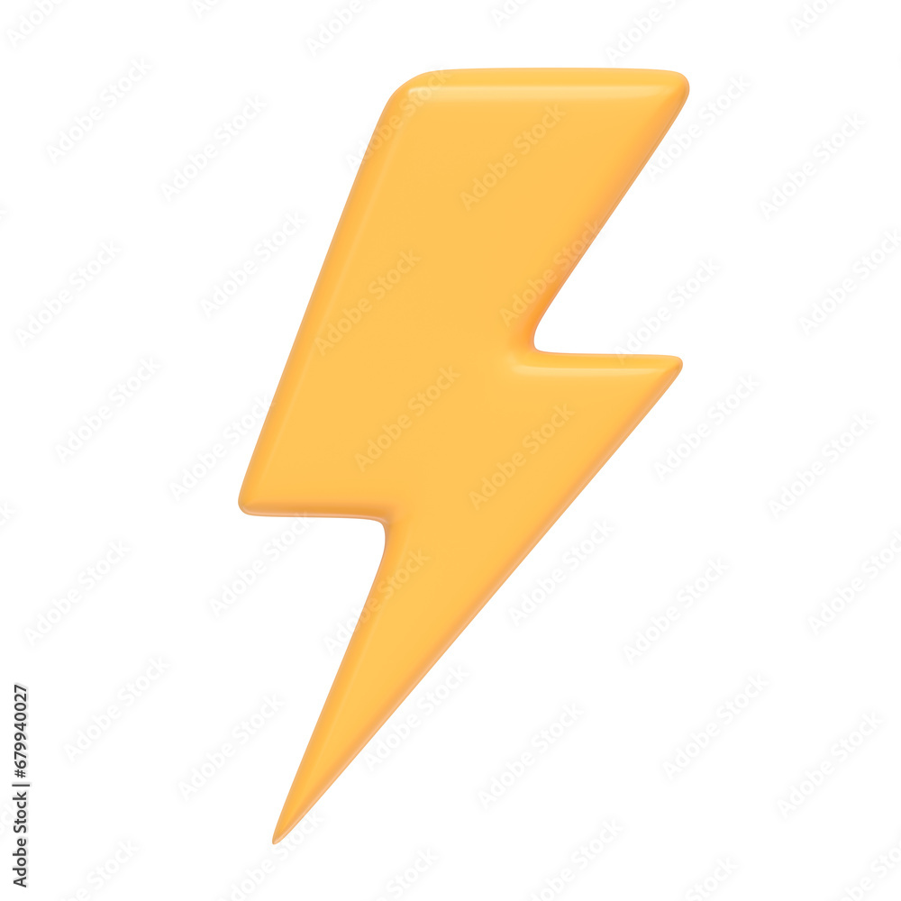 Lightning bolt icon isolated on white background. 3D icon, sign and symbol. Cartoon minimal style. Front view. 3D Render Illustration Lightning bolt icon isolated on white background. 3D icon, sign and symbol. Cartoon minimal style. Front view. 3D Render Illustration