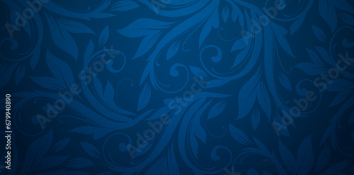 Vector illustration Blue background with ornamental floral pattern for Presentations marketing, decks, ads, books covers, Digital interfaces, print design templates material, wedding invitation cards photo