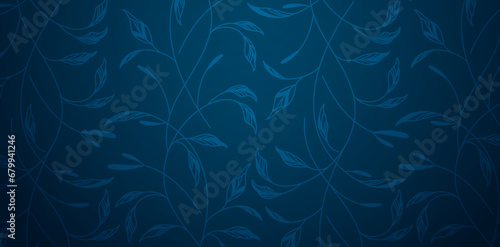 vector illustration Abstract blue background with leaves wallpapers for Presentations marketing, decks, ads, books covers, Digital interfaces, print design templates material, wedding invitation cards photo