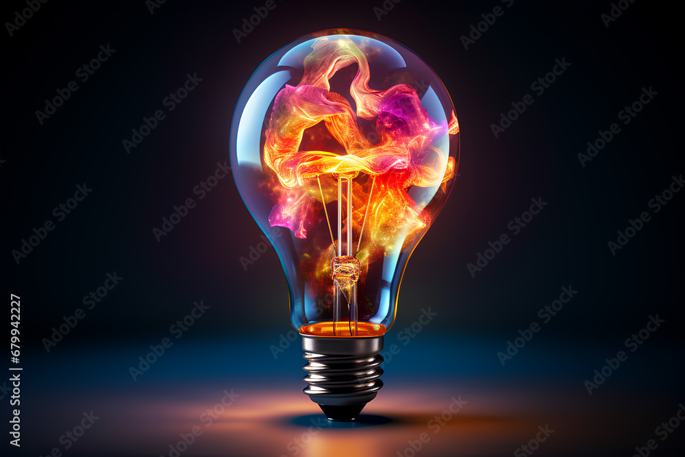 Abstract creative light bulb, Generative AI Abstract creative light bulb, Generative AI
