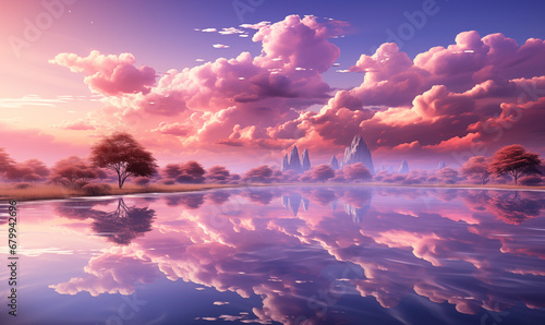 sunrise over the lake © lichaoshu