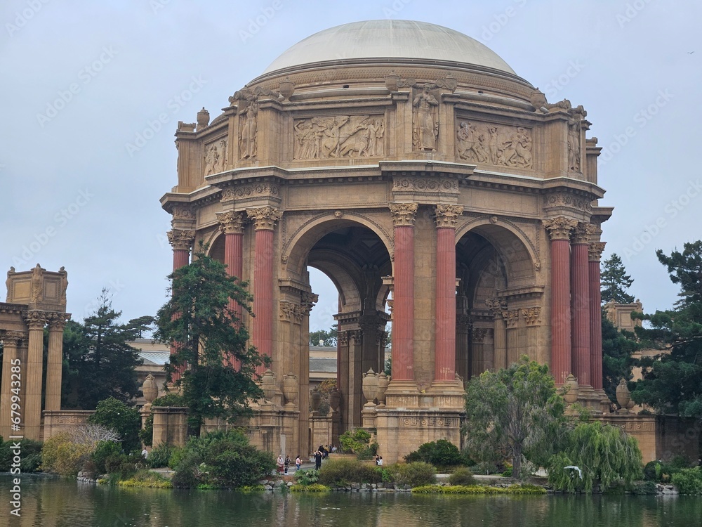 Palace of Fine Arts, a monumental structure located in the Marina District of San Francisco  California  originally built for the 1915 Panama Pacific International Exposition to exhibit works of art