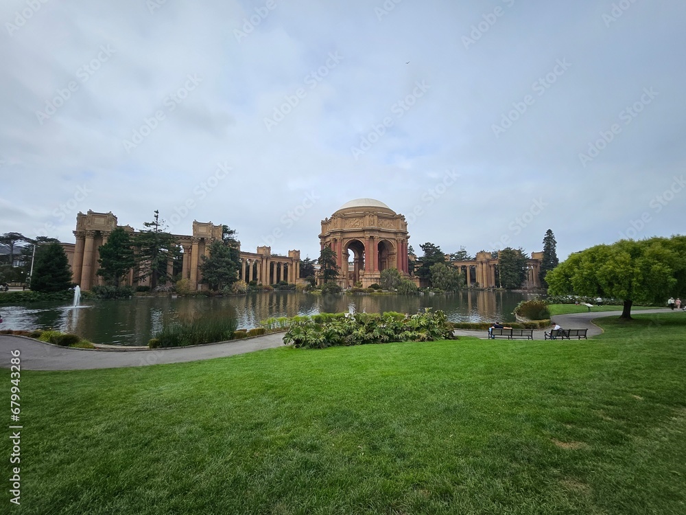 Palace of Fine Arts, a monumental structure located in the Marina District of San Francisco  California  originally built for the 1915 Panama Pacific International Exposition to exhibit works of art