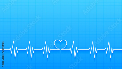 stylish medical health care blue banner with cardiograph design