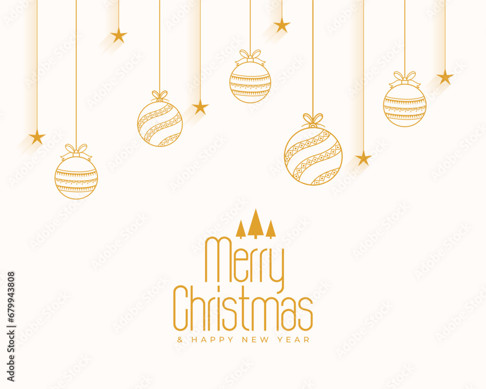 merry christmas holiday background with hanging bauble design