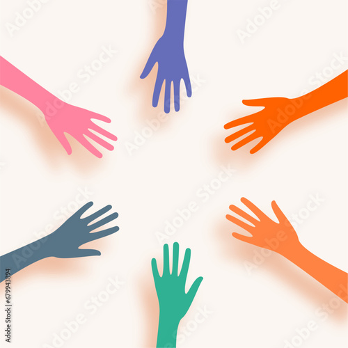colorful volunteer joining hand background for social service