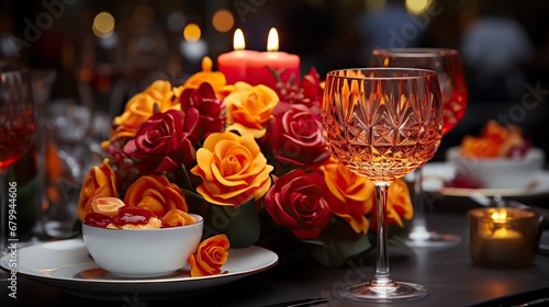 A candlelit dinner for two in a romantic restaurant  valentine   s Day  Valentines Date   