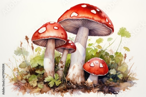 watercolor mushrooms painting Hand-drawn watercolor mushrooms