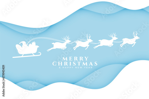 merry christmas event background with flying satna claus sleigh design