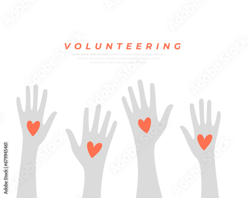 volunteering solidarity hands up with love heart design
