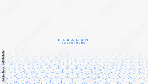 3d style blue hexagon shape pattern perspective background design