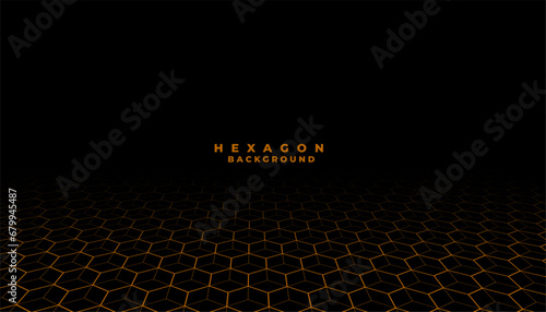 3d style hexagonal grid line pattern perspective dark background