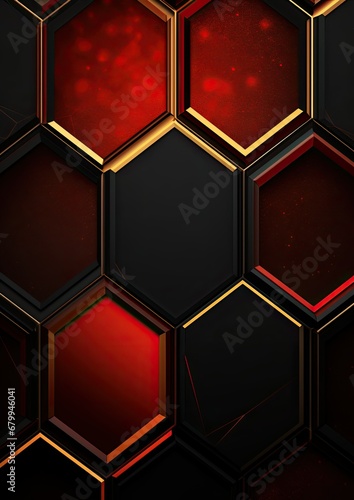 red gold black hexagon abstract geometric presentation