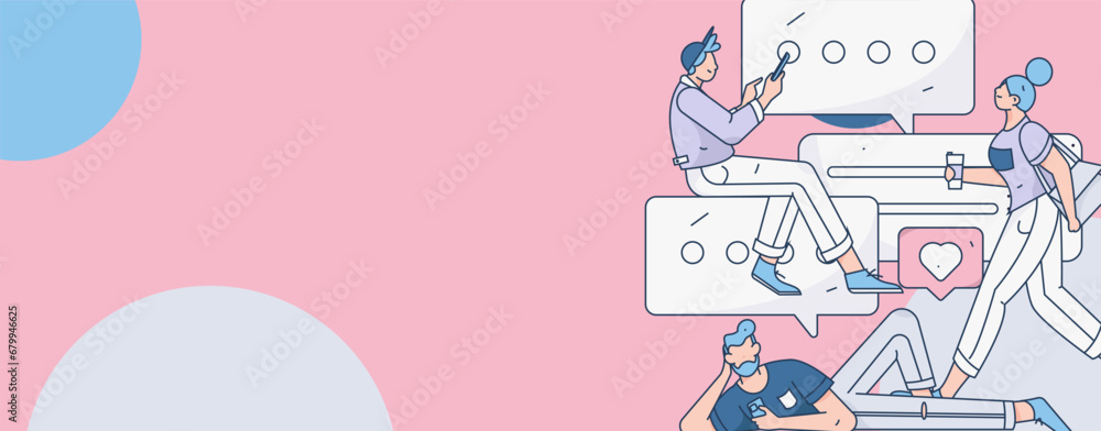 Virtual characters social communication concept business flat vector hand drawn illustration
Virtual characters social communication concept business flat vector hand drawn illustration