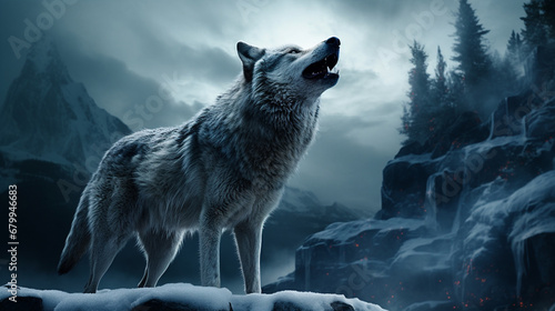 wolf in the snow HD 8K wallpaper Stock Photographic Image 