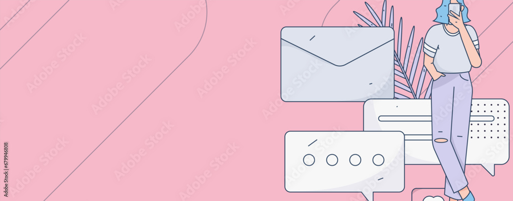 Virtual characters social communication concept business flat vector hand drawn illustration
Virtual characters social communication concept business flat vector hand drawn illustration