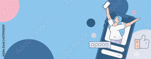 Virtual characters social communication concept business flat vector hand drawn illustration
