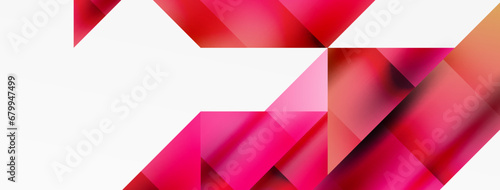 Vivid abstraction unfolds. Triangles in seamless harmony, composing dynamic geometric backdrop. Interplay of angles and hues forms captivating tapestry, evoking modernity and artistic allure
