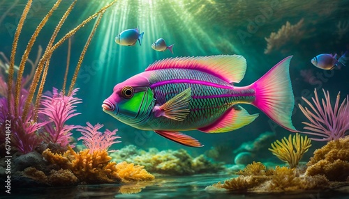 Tropical fish wallpaper illustration #679948422