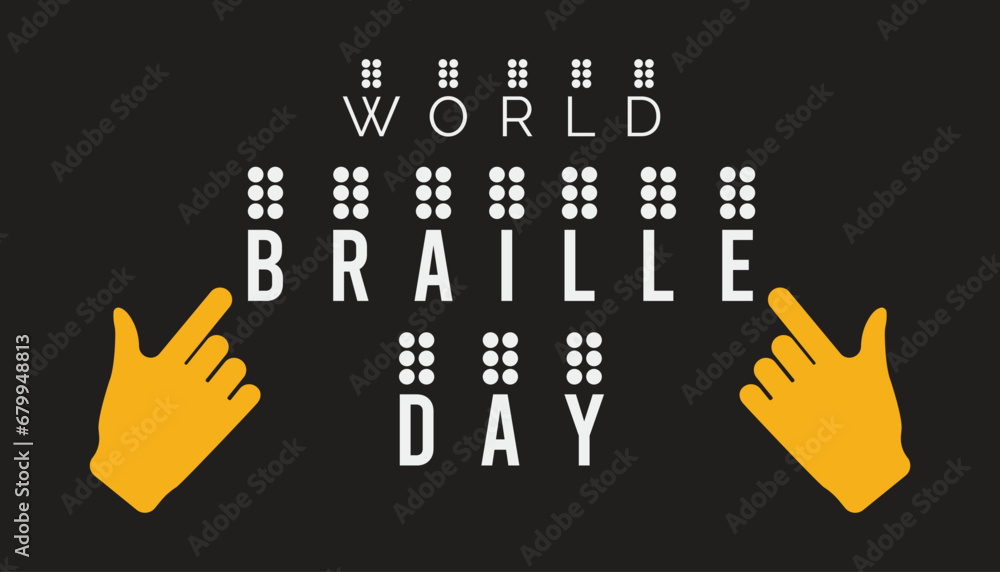 Obraz premium Vector illustration on the theme of World Braille day observed each year during January.banner, Holiday, poster, card and background design.